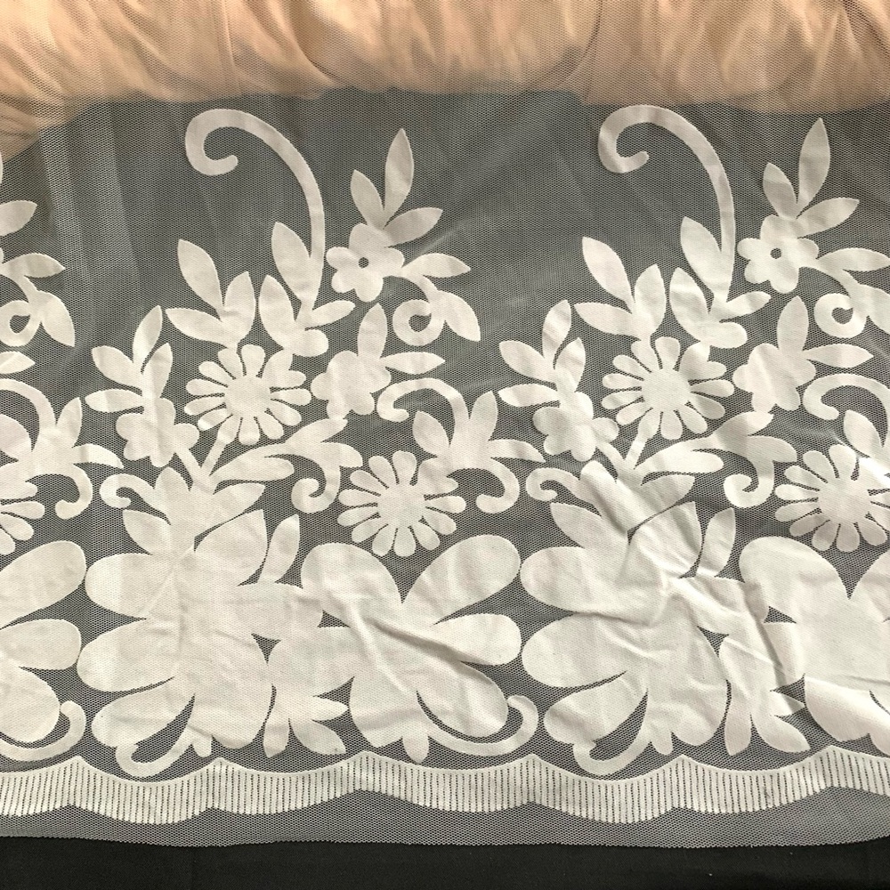 NWT maxi dress white floral velvet burnout deep V neckline crisscross back lined - Picture 12 of 13